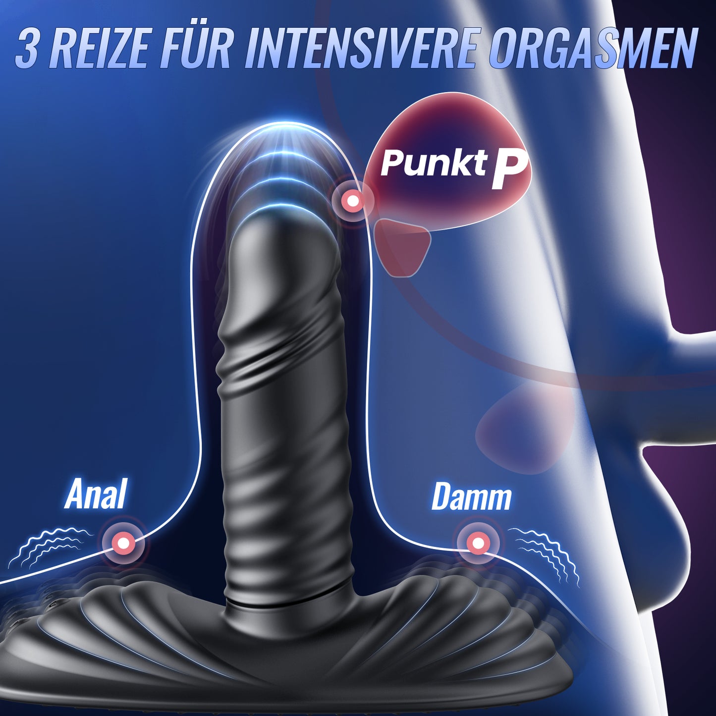 Tagnaff AI Sync Anal Dildo & Grinder-Vibrator mit Silikon-Vollummantelung, Analplug mit 9 Vibrations&3 Stoßmodi, Analkugeln IPX7 Wasserabweisend, Magnetisch Aufladbar, Vibratorenset für Männer & Paare