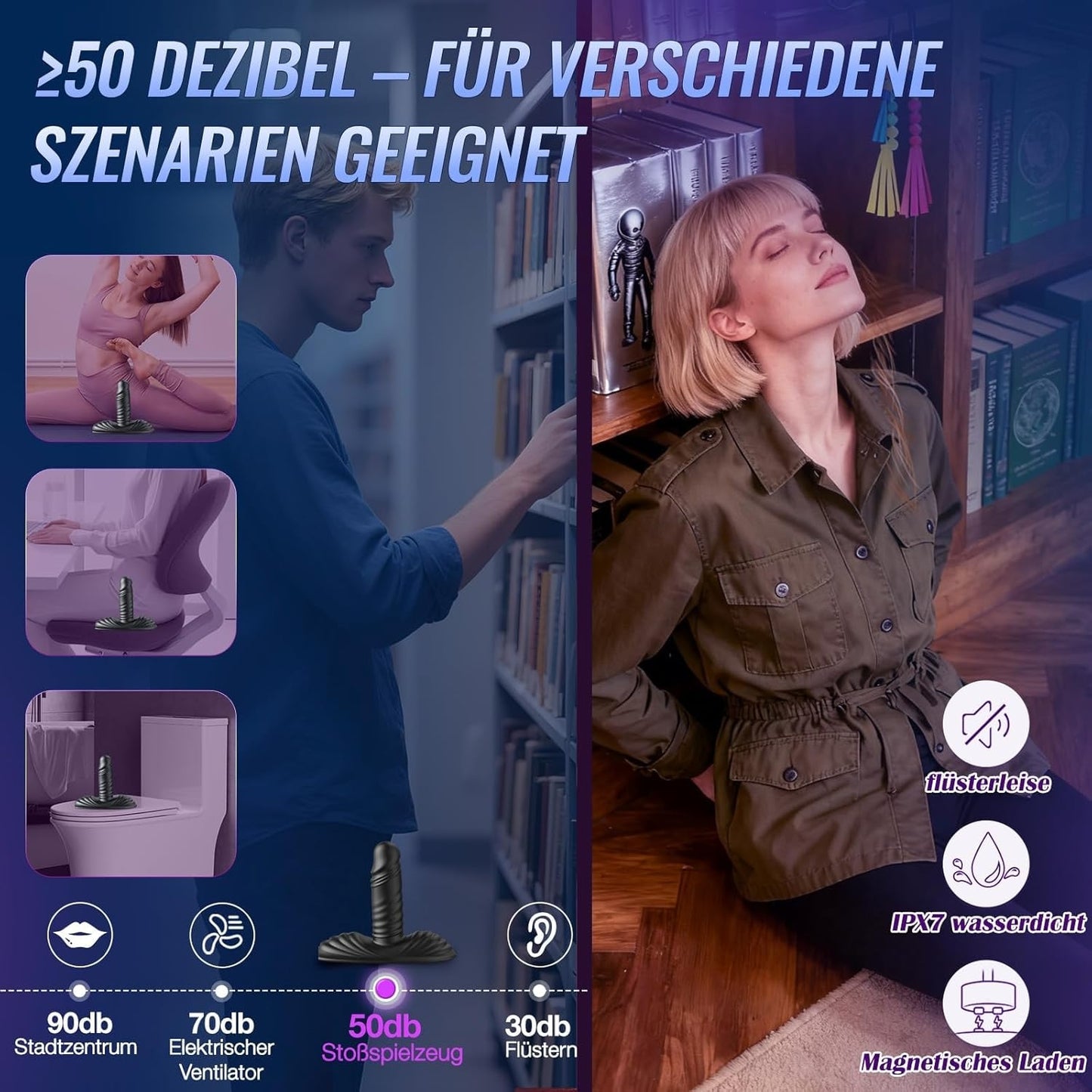 Tagnaff AI Sync Anal Dildo & Grinder-Vibrator mit Silikon-Vollummantelung, Analplug mit 9 Vibrations&3 Stoßmodi, Analkugeln IPX7 Wasserabweisend, Magnetisch Aufladbar, Vibratorenset für Männer & Paare